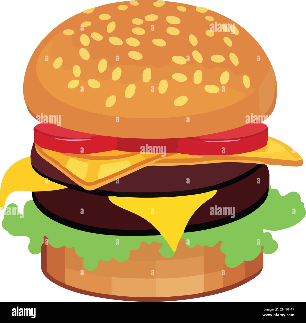 Illustration Cheeseburger réaliste avec graines de sésame Illustration de Vecteur