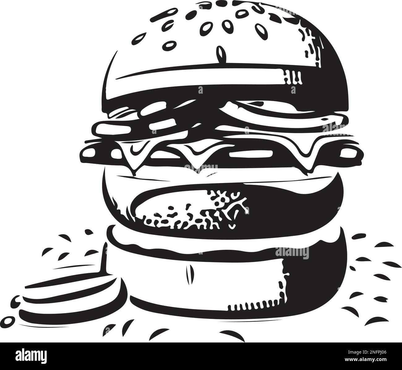 Illustration de la coupe de vinyle pour hamburger Fast Food Illustration de Vecteur