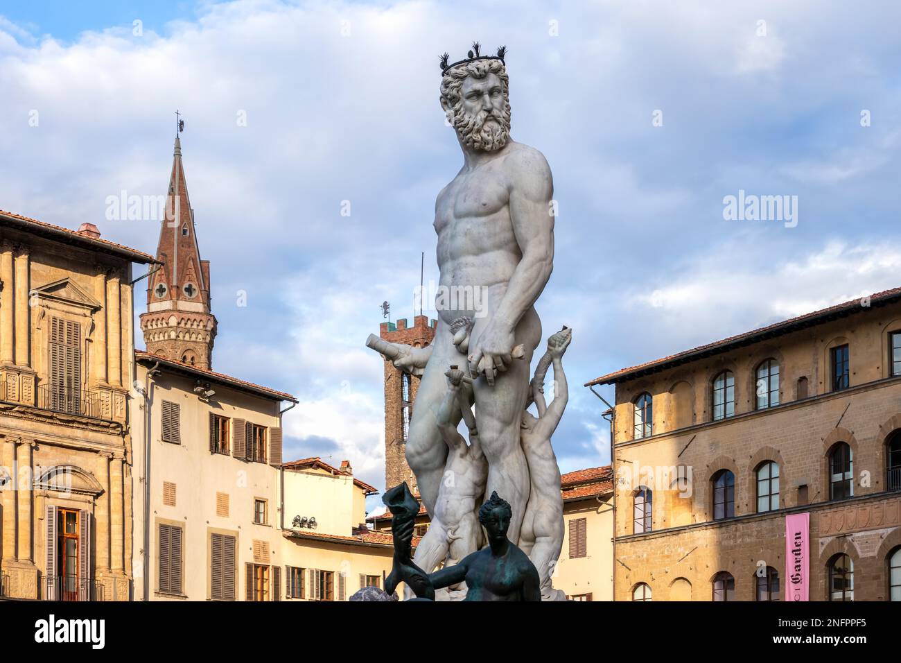 FLORENCE, TOSCANE/ITALIE - OCTOBRE 19 : détail de la fontaine de Neptune statue Piazza della Signoria en face du Palazzo Vecchio Florence on Banque D'Images