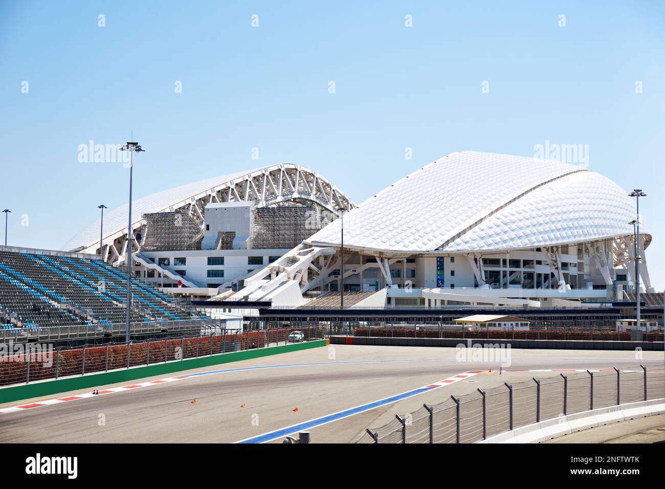 ADLER, SOTCHI, RUSSIE - 26 avril 2019 : Stade de pêche au Parc olympique de Sotchi Banque D'Images