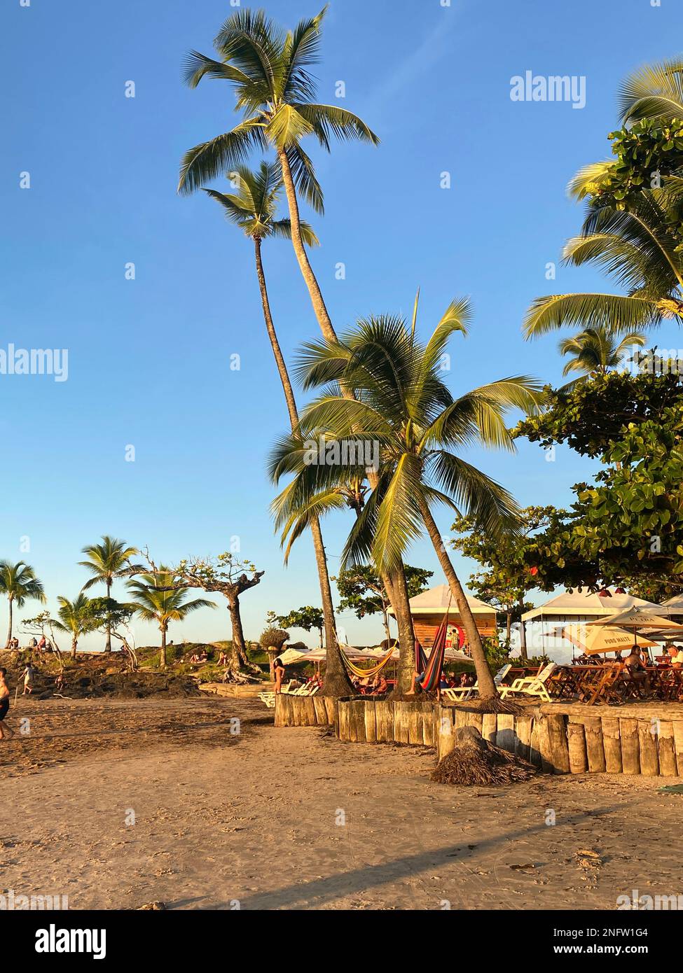 Coucher de soleil à Praia da Concha dans la municipalité d'Itacaré, au sud de l'état de Bahia, au nord-est du Brésil. Banque D'Images