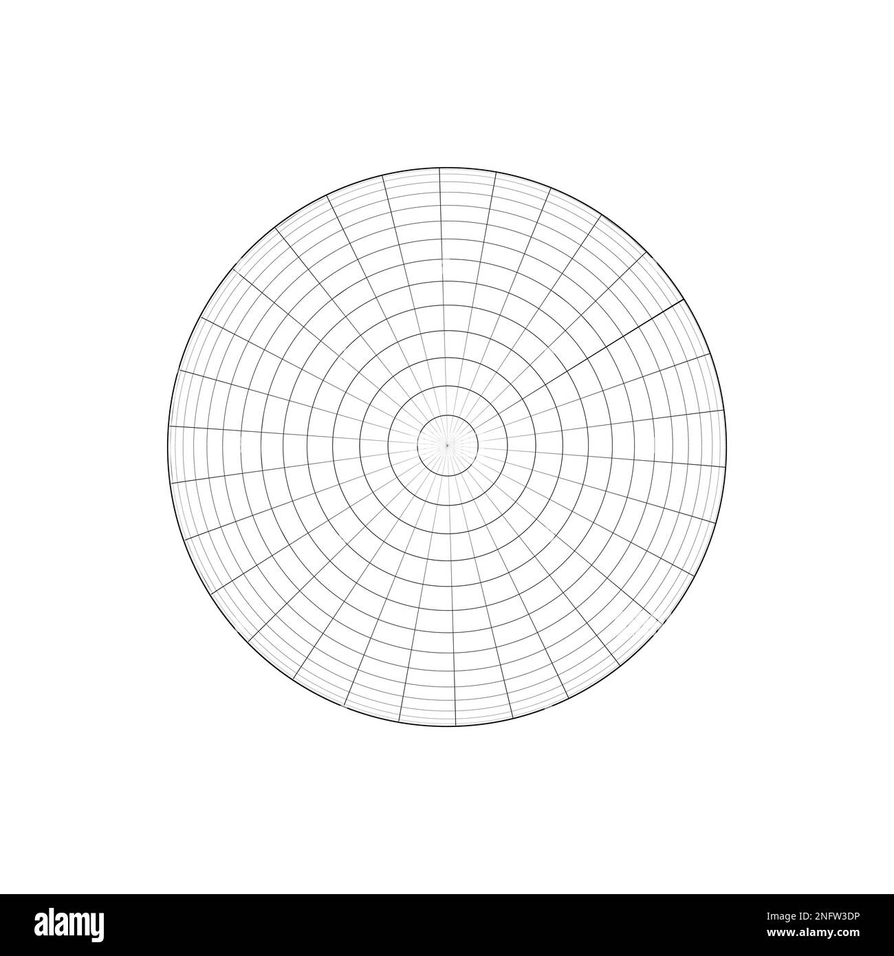 Icône sphère filaire. Vue de dessus. Modèle ORB, forme sphérique, boule de grille isolée sur fond blanc. Globe terrestre avec parallèle et méridien Illustration de Vecteur