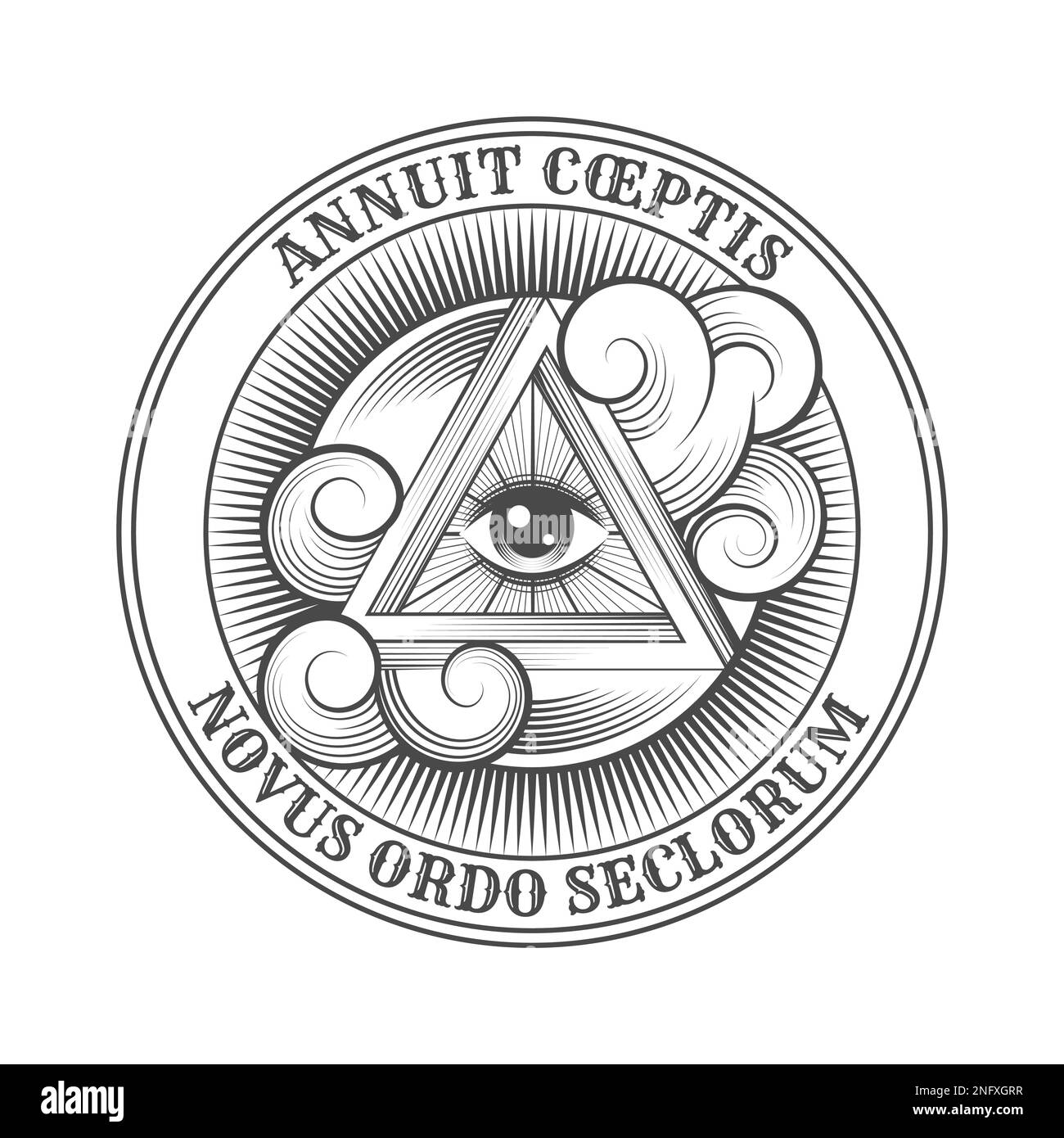 Symbole de tous les yeux Masonic Emblem isolé sur blanc. Illustration vectorielle. Illustration de Vecteur