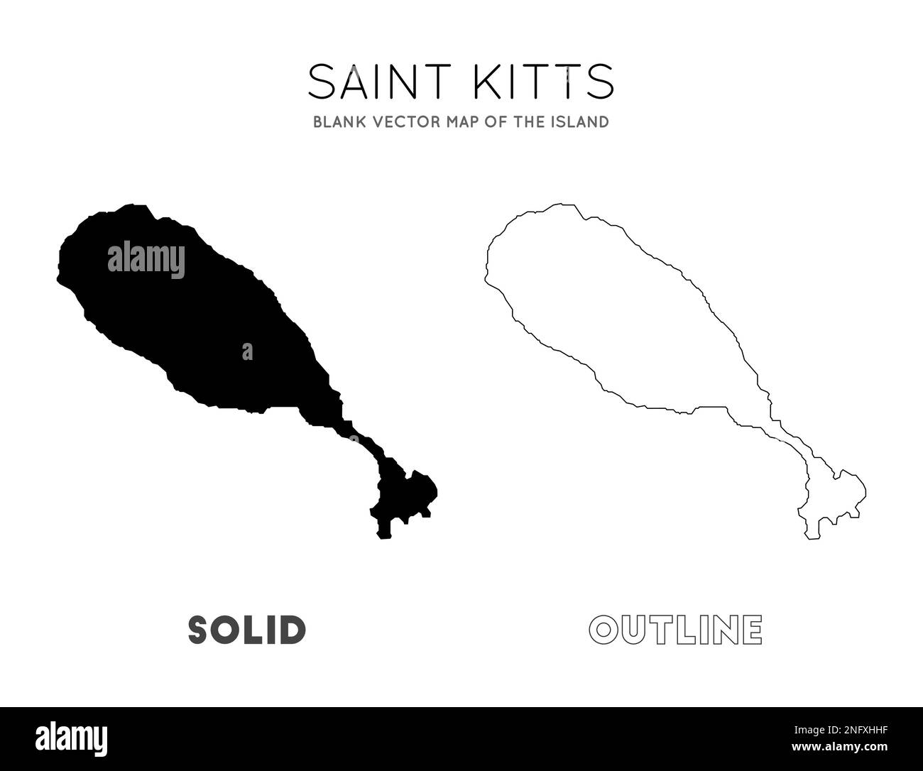 Carte de Saint-Kitts. Carte vectorielle vierge de l'île. Frontières de Saint-Kitts pour votre infographie. Illustration vectorielle. Illustration de Vecteur