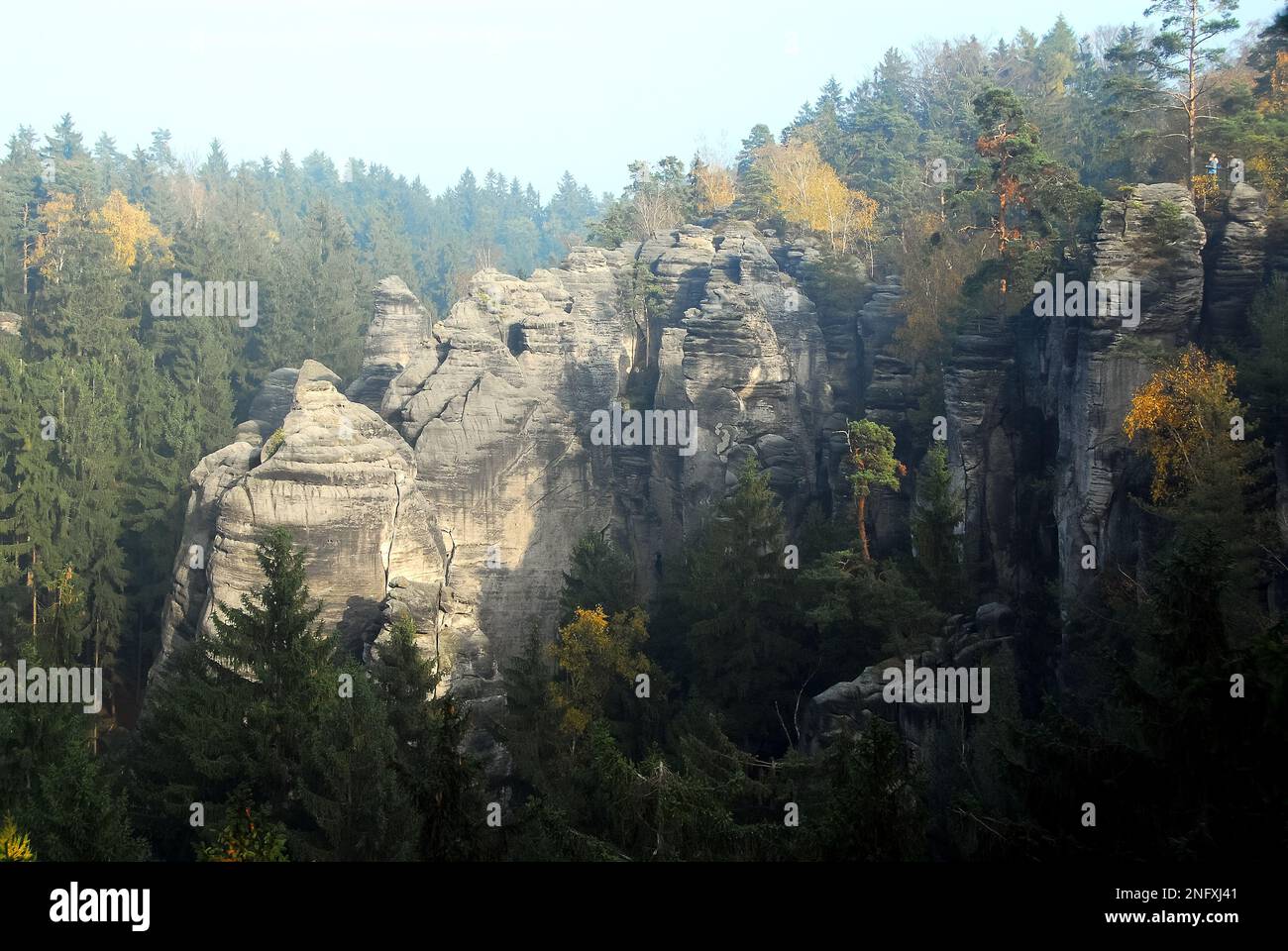 Prachov Rocks, Prachovské skály, Český ráj, République tchèque, Europe, Depuis 1933, ils sont une réserve naturelle protégée. Banque D'Images