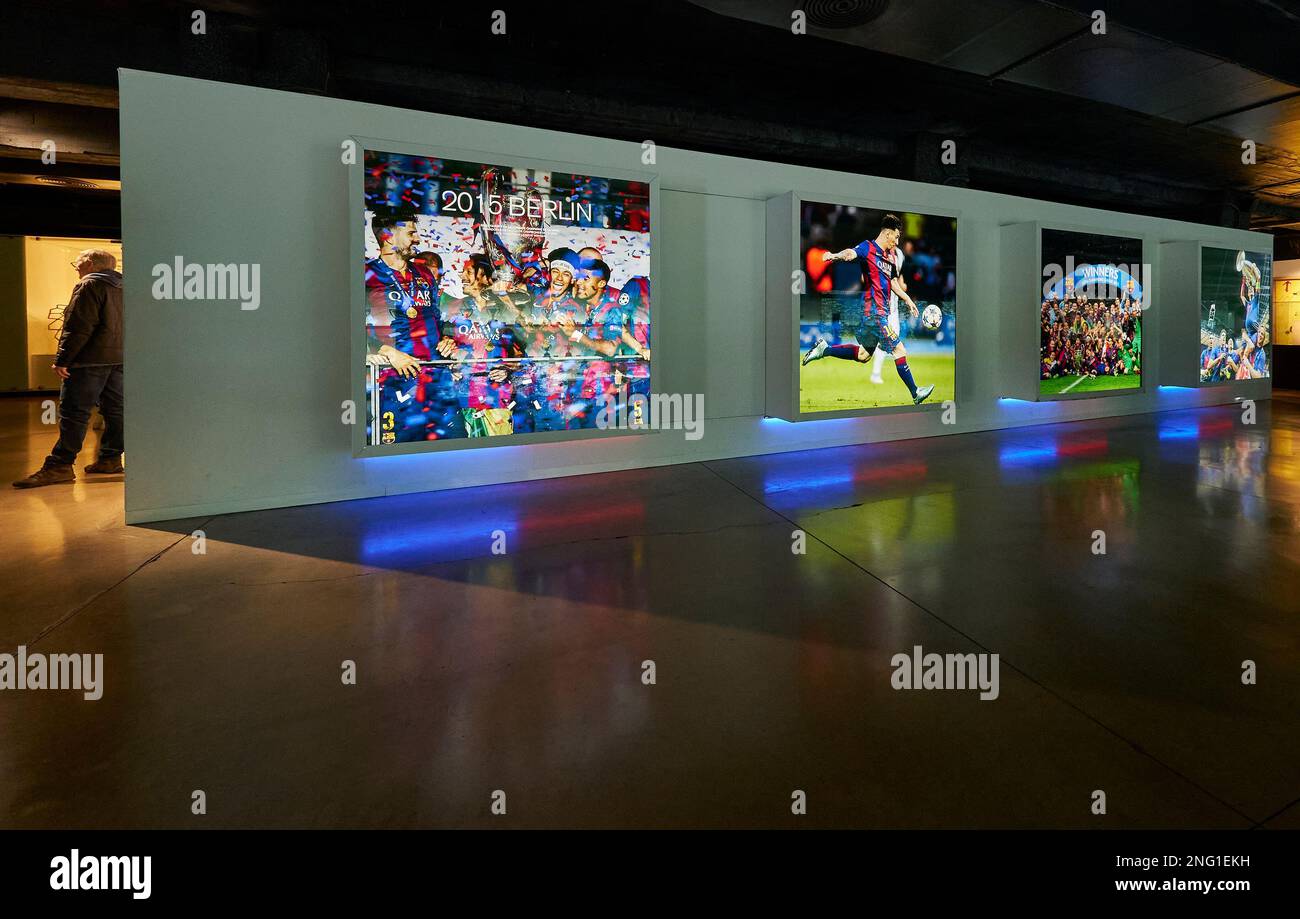 Visite du musée du FC Barcelone à l'arène Camp Nou Banque D'Images
