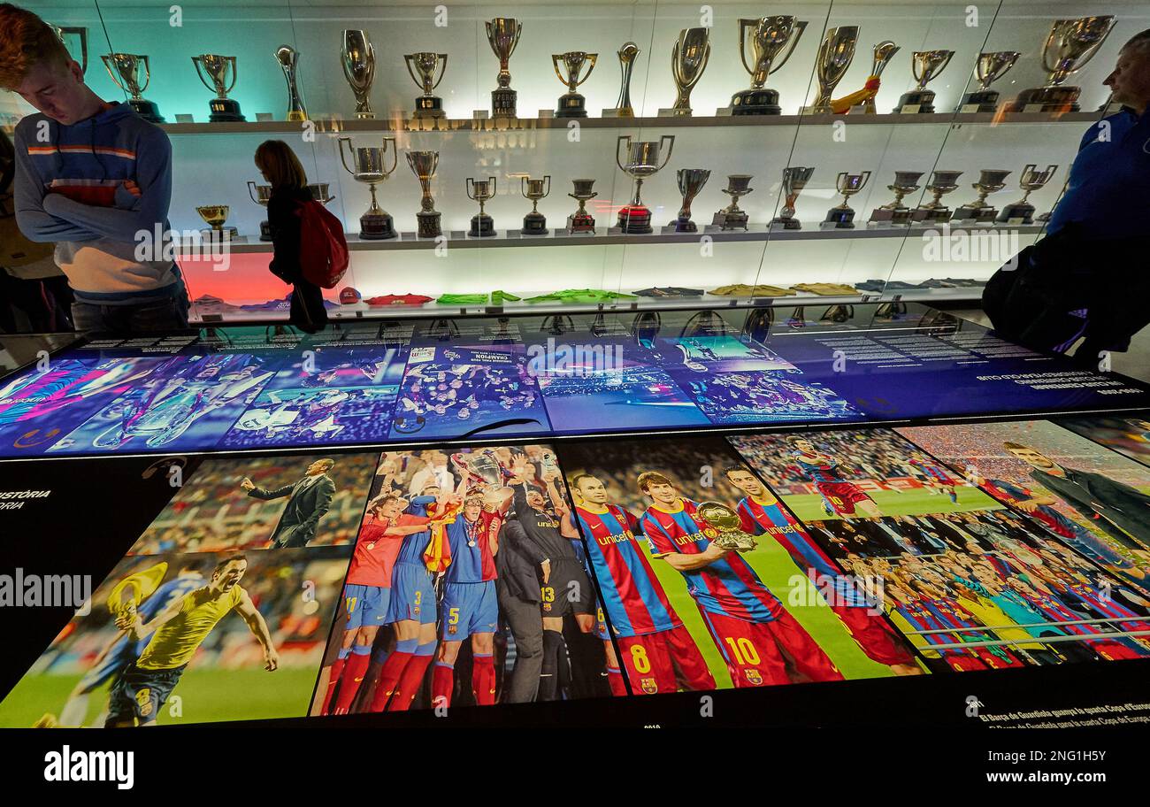 Visite du musée du FC Barcelone à l'arène Camp Nou Banque D'Images
