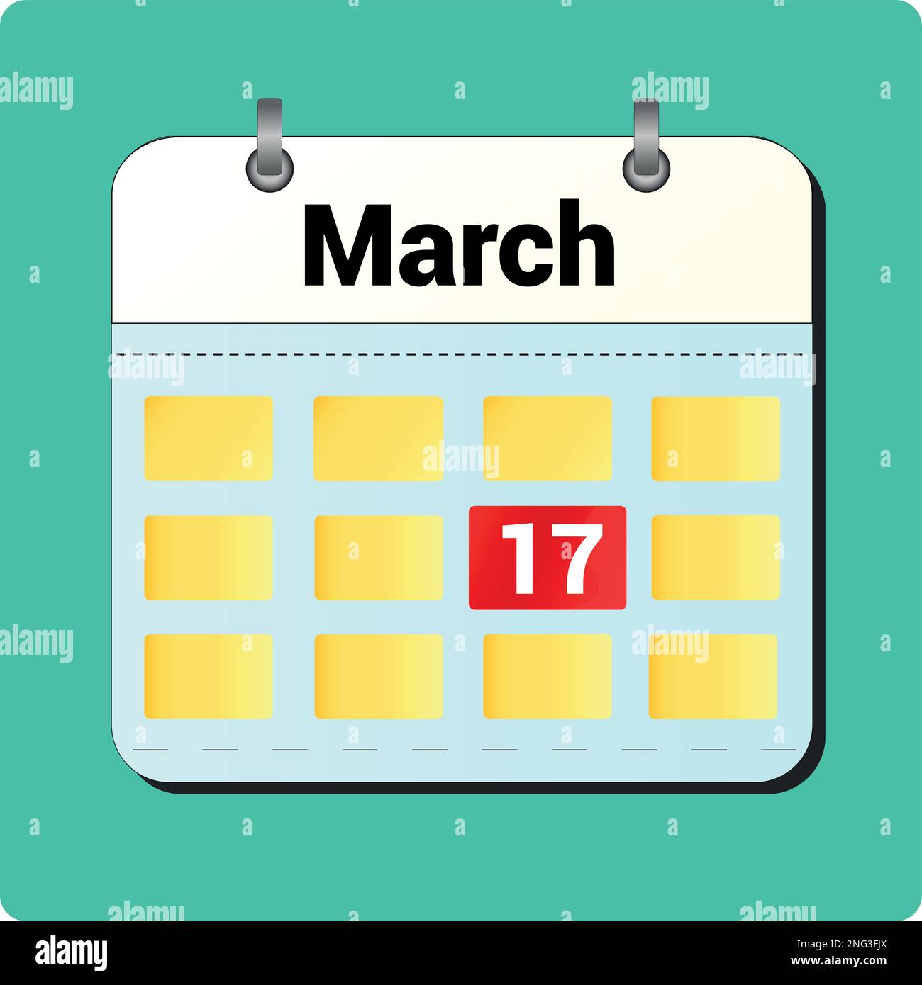 Dessin vectoriel de calendrier, date 17 mars sur la page Illustration de Vecteur