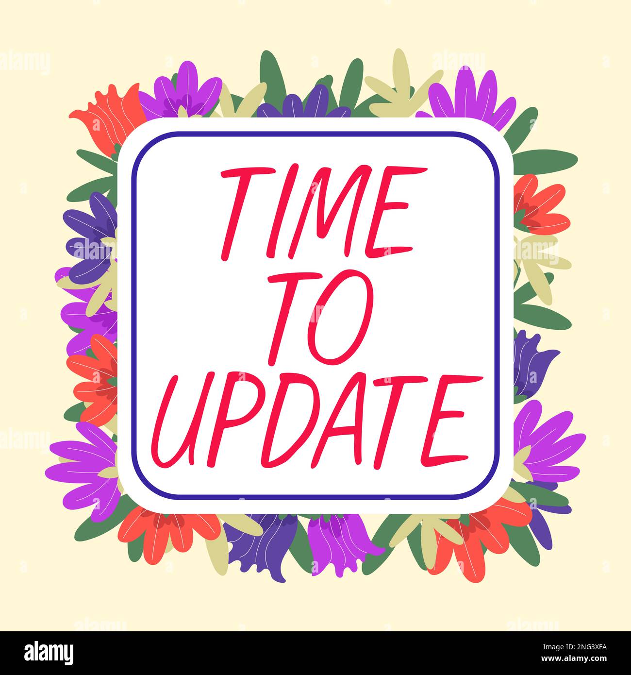 Affiche textuelle indiquant l'heure de mise à jour. Approche commerciale les informations les plus récentes sur une situation particulière Banque D'Images