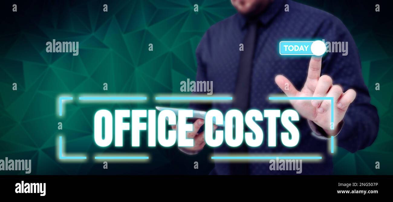 Affichage conceptuel coûts de bureau. Photo conceptuelle montant d