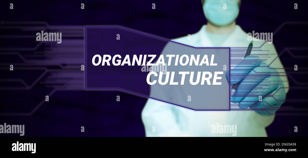 Légende présentant la culture organisationnelle. Mot pour l'étude de la façon dont les gens interagissent au sein des groupes Banque D'Images