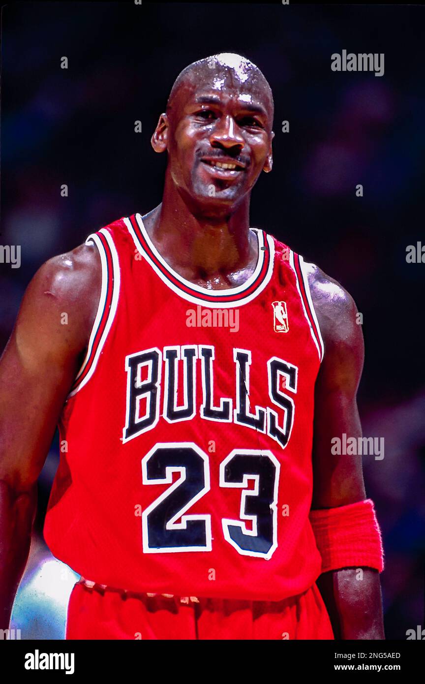 Basketball NBA Michael Jordan, Chicago Bulls en 1996. Banque D'Images