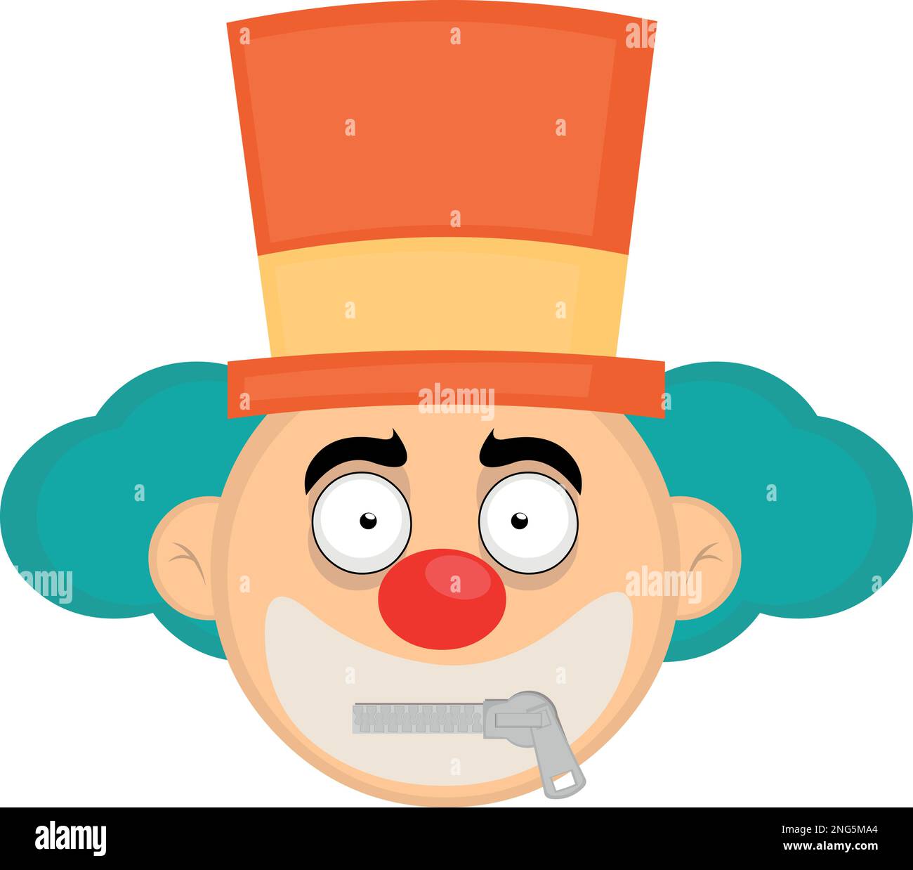 illustration vectorielle face d'un clown de dessin animé avec une fermeture éclair dans sa bouche Illustration de Vecteur