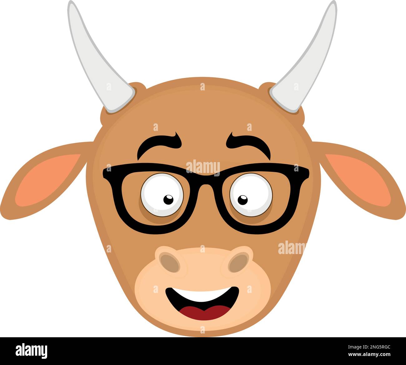 illustration vectorielle face d'une vache à dessin animé avec des lunettes  nerd Image Vectorielle Stock - Alamy