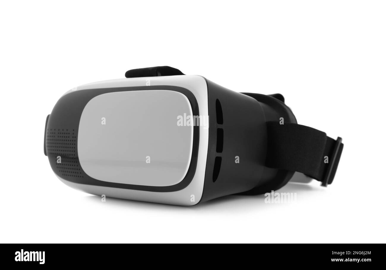 Casque de réalité virtuelle moderne isolé sur blanc Banque D'Images