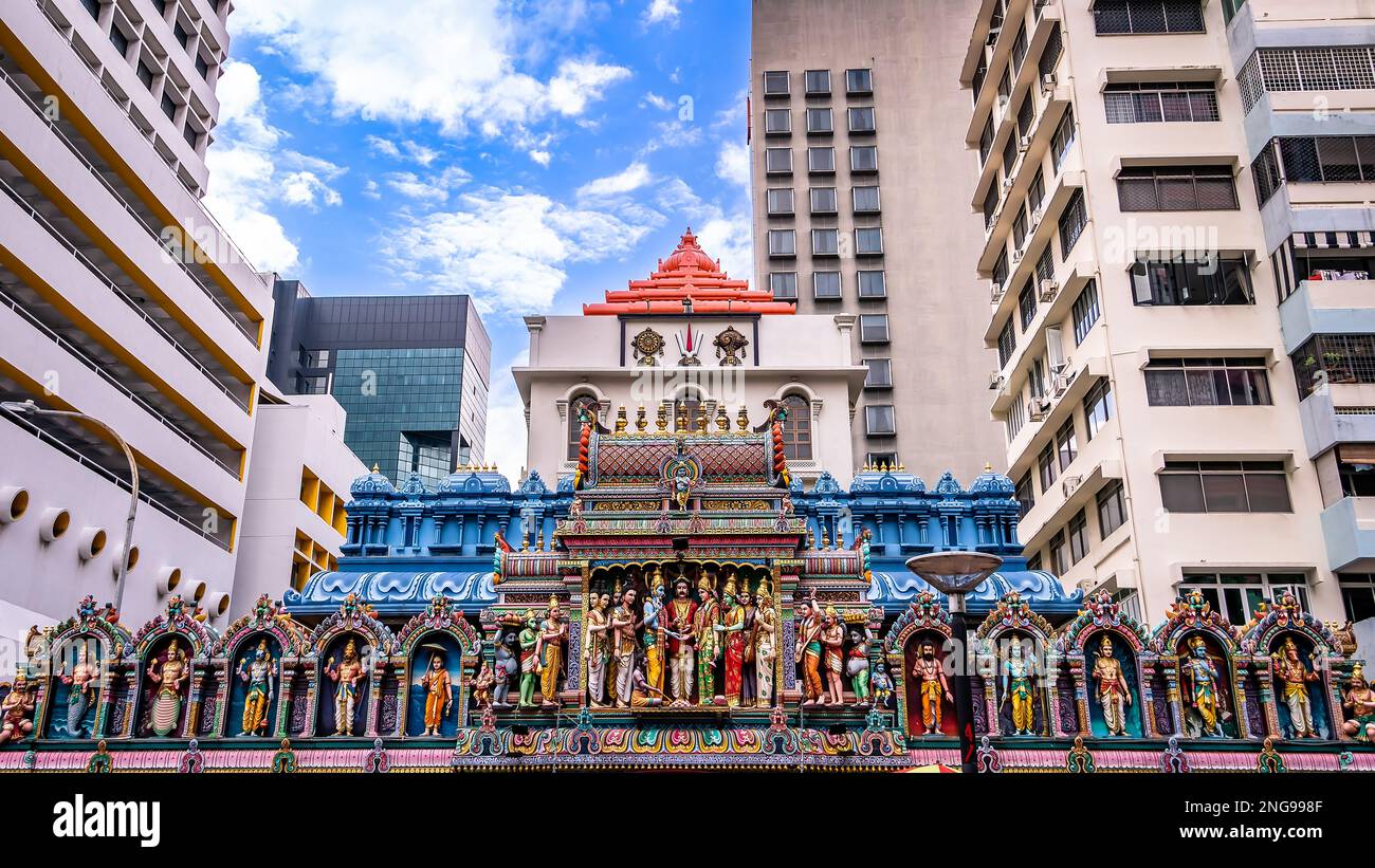 Le temple Sri Krishnan à Singapour est un magnifique temple hindou sur Waterloo Street. Banque D'Images