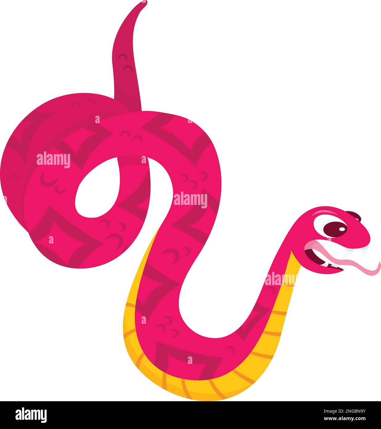 Illustration vectorielle de dessin animé d'un serpent rose vicieuse. Illustration de Vecteur