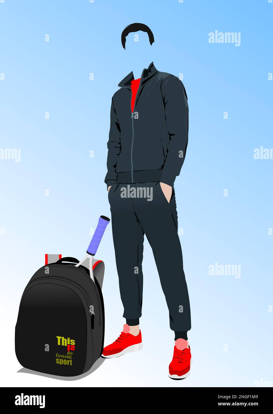 Abstrait beau homme sans visage. Illustration Sportsman.Vector 3D Illustration de Vecteur