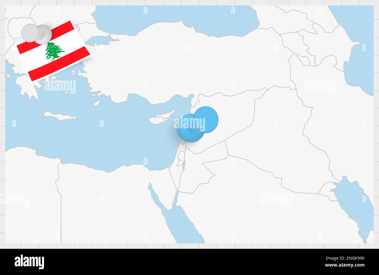 Carte du Liban avec une épingle bleue. Drapeau punaisé du Liban, illustration vectorielle. Illustration de Vecteur