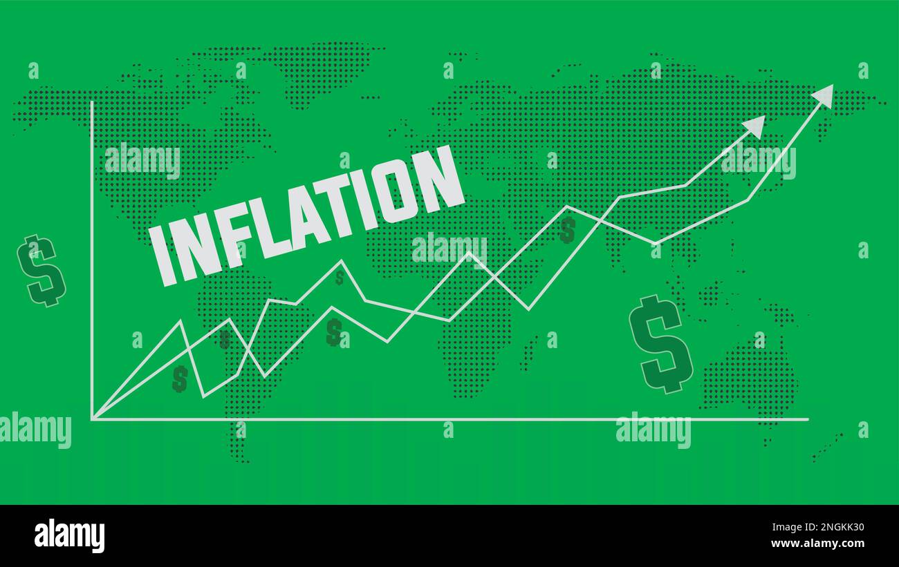 Contexte de l'inflation dans le monde en raison d'une pandémie. Graphique montrant l'augmentation de l'inflation dans le contexte mondial Illustration de Vecteur
