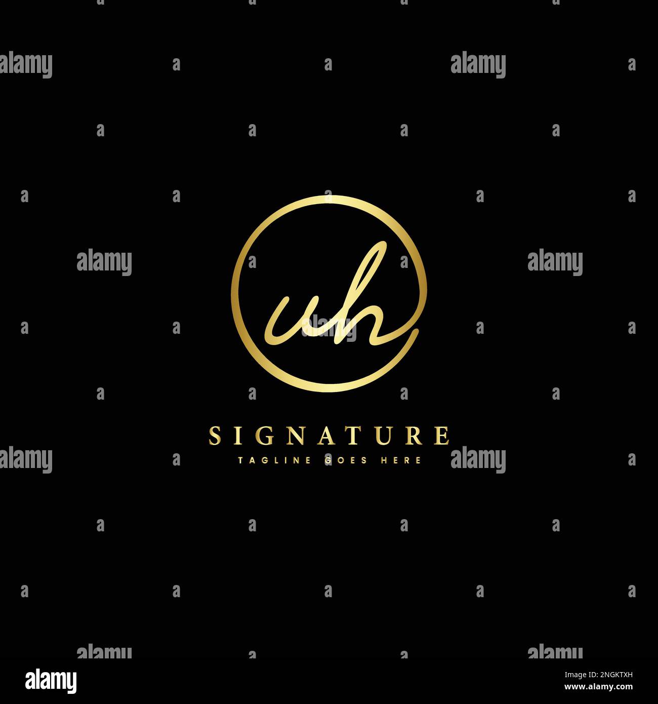 U, H, UH lettre initiale manuscrite et logo vectoriel de signature. Modèle d'entreprise en dessin au trait de forme ronde Illustration de Vecteur