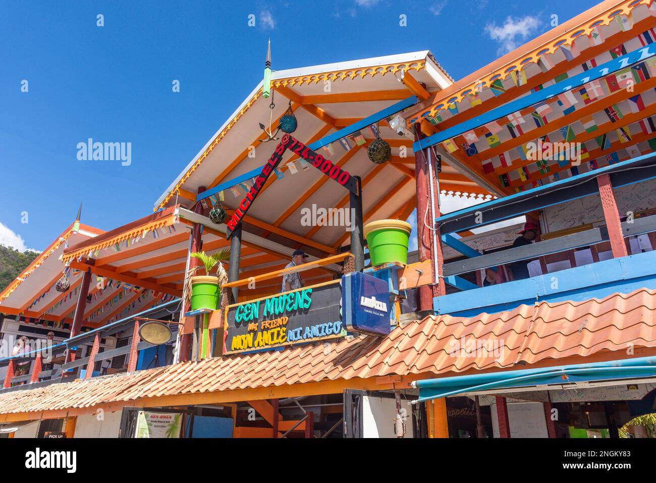 Restaurant Michael's @ Jen Mwen, rue Maurice Mason, Soufrière, quartier Soufrière, Sainte-Lucie, Antilles néerlandaises, Caraïbes Banque D'Images