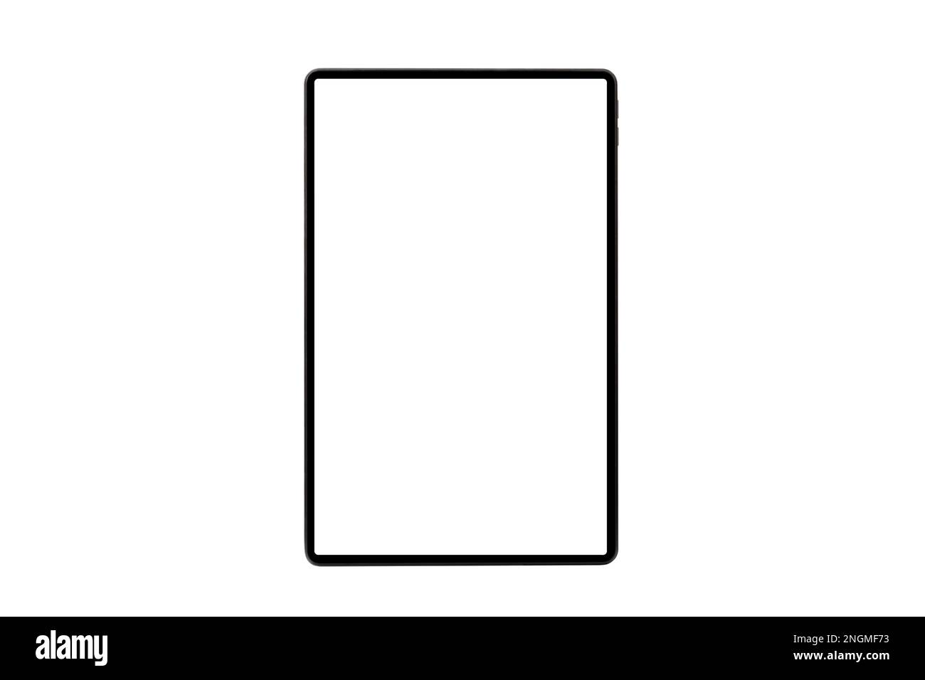 Modern Digital Tablet Mockup isolé fond blanc, Nouveau noir moderne sans cadre tablette vierge avec écran Chroma Key Banque D'Images