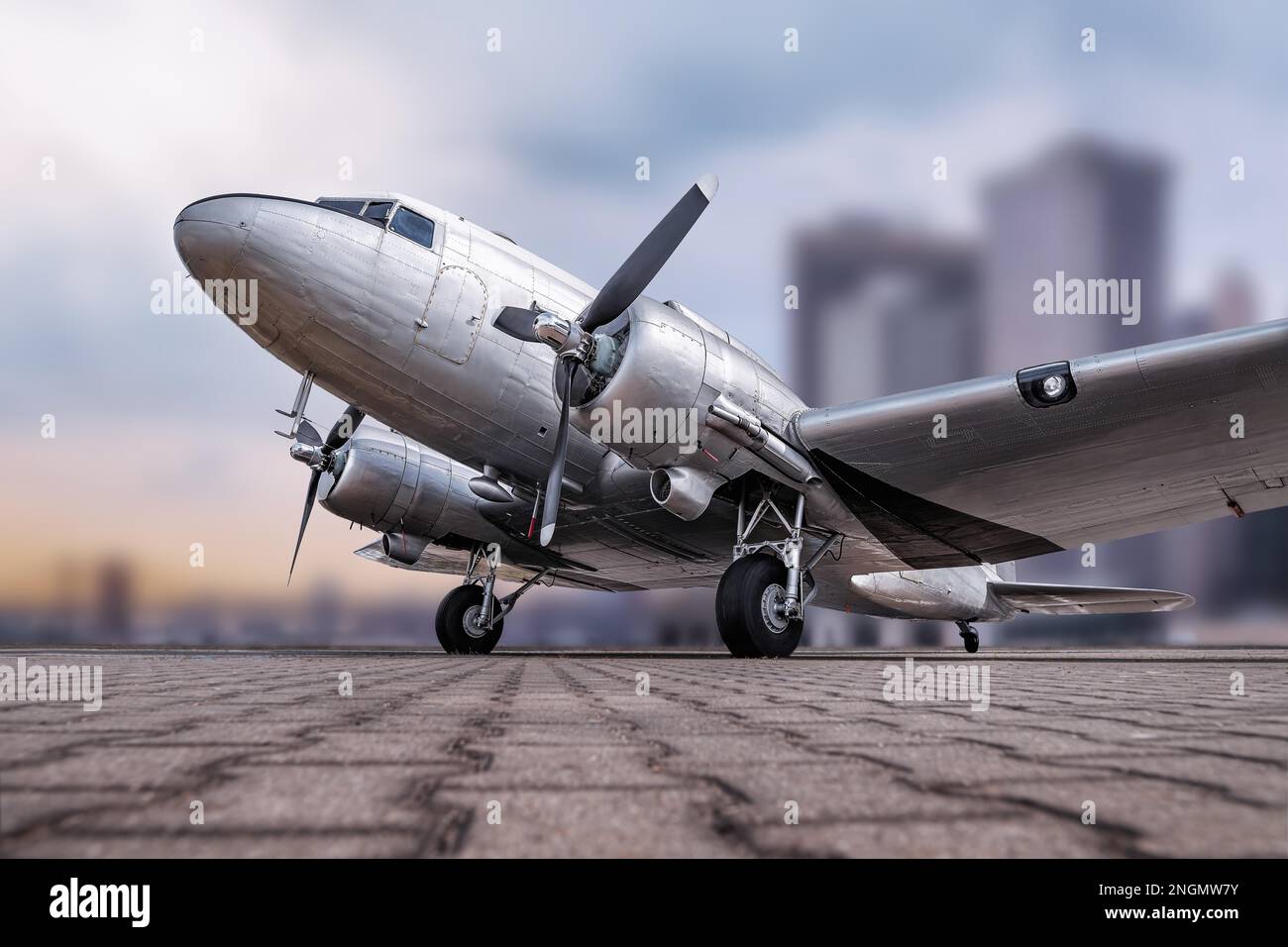 avion historique contre un horizon Banque D'Images