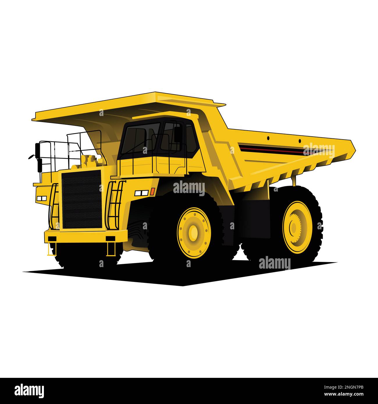 Grand tombereau de carrière sur fond blanc. Équipement pour l'industrie minière à forte intensité. Illustration de Vecteur