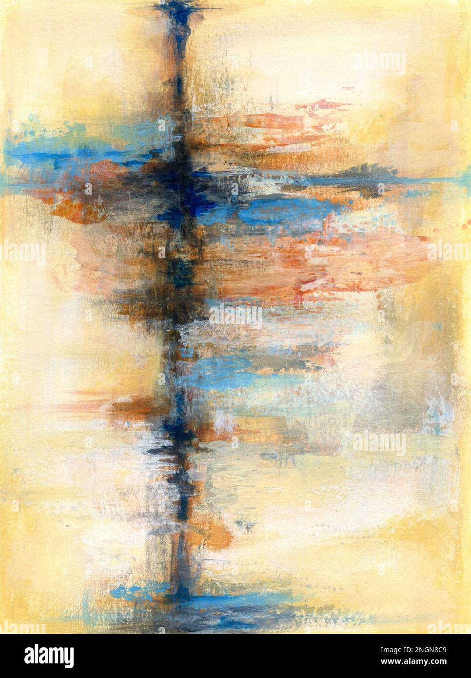 Art abstrait acrylique texturé Peinture originale sur papier. Banque D'Images