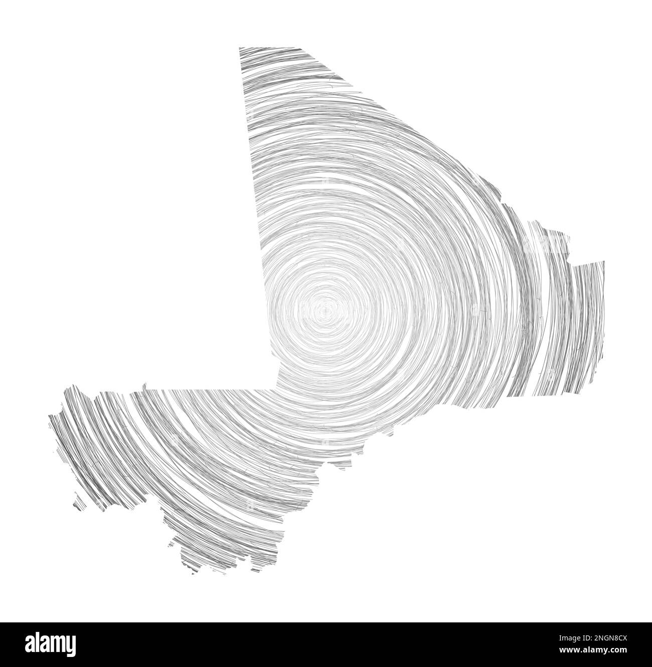 Carte du Mali remplie de cercles concentriques. Esquissez des cercles de style en forme de pays. Illustration vectorielle. Illustration de Vecteur