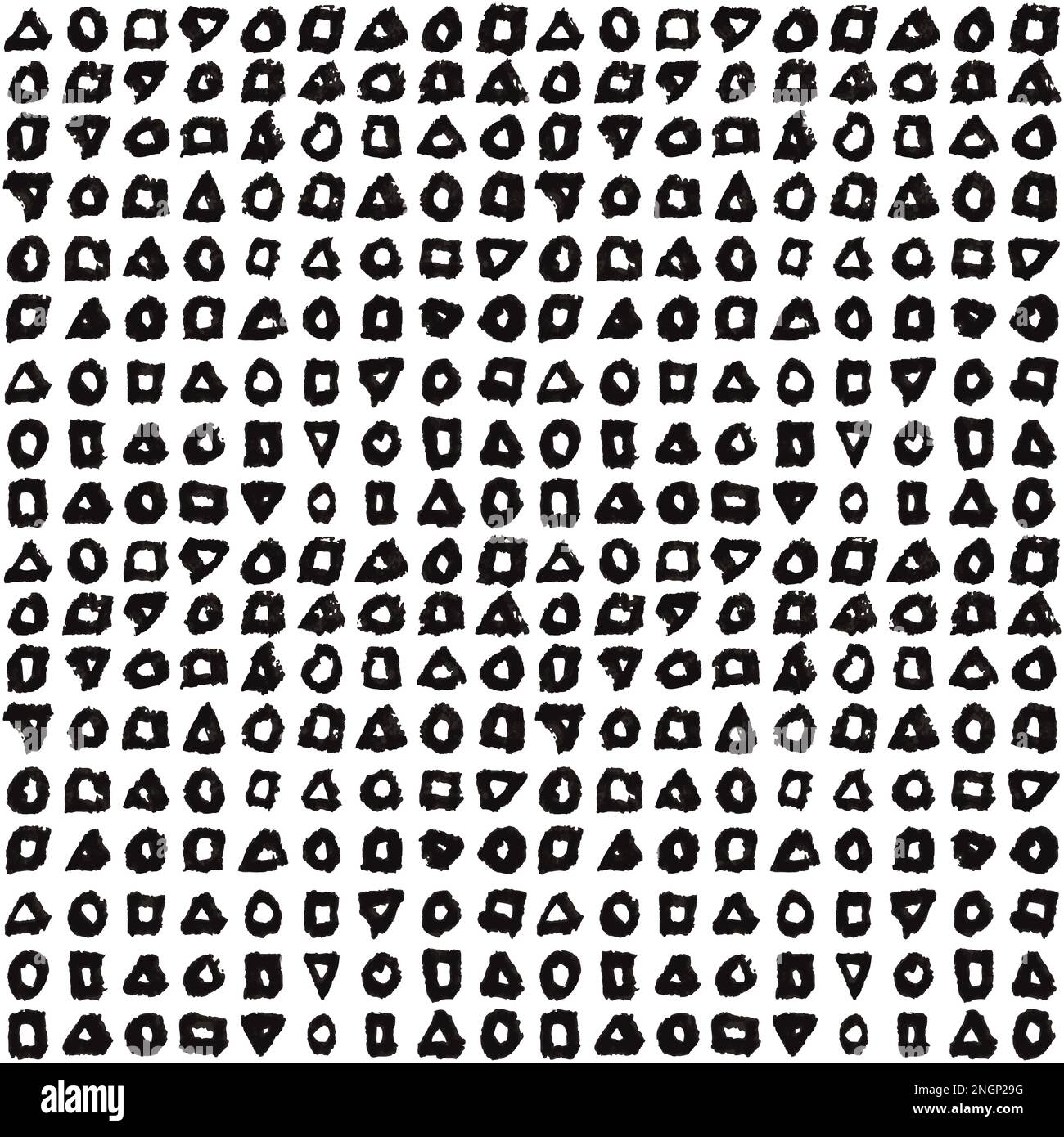 Motif abstrait sans couture avec triangles dessinés à la main, cercles et carrés pour l'emballage du papier. Arrière-plan graphique vectoriel noir et blanc Illustration de Vecteur