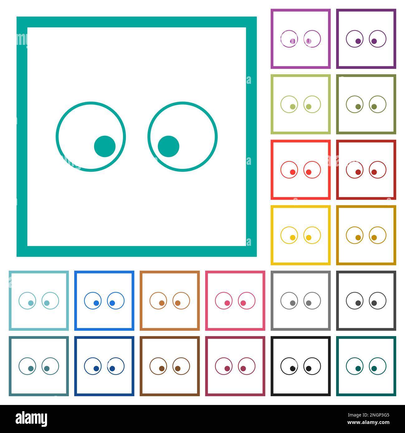 Observer les yeux pour délimiter les icônes de couleur plate avec des cadres de quadrant sur fond blanc Illustration de Vecteur