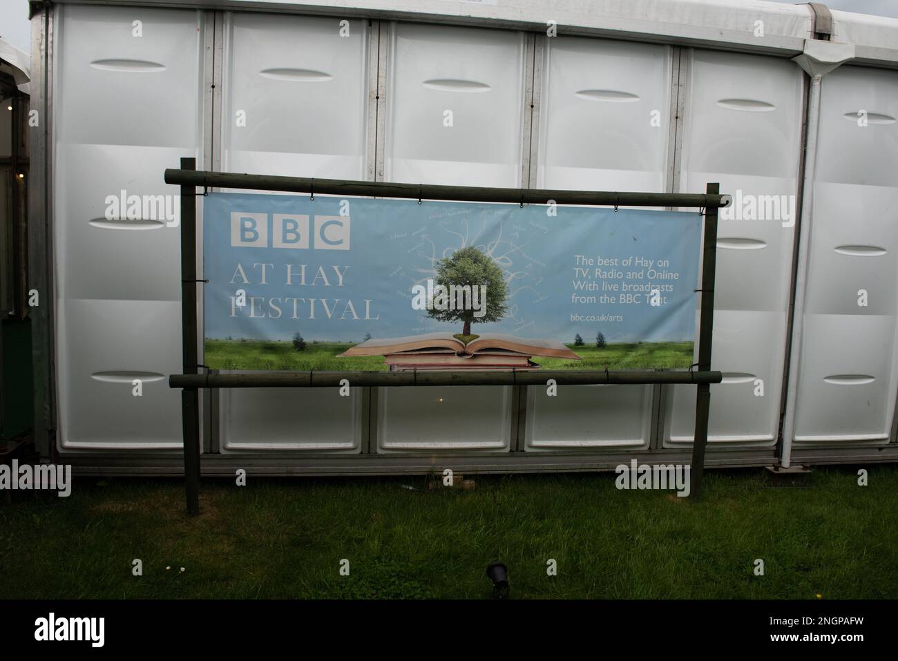 Bannière du Festival du foin de la BBC, mai 2019 Banque D'Images
