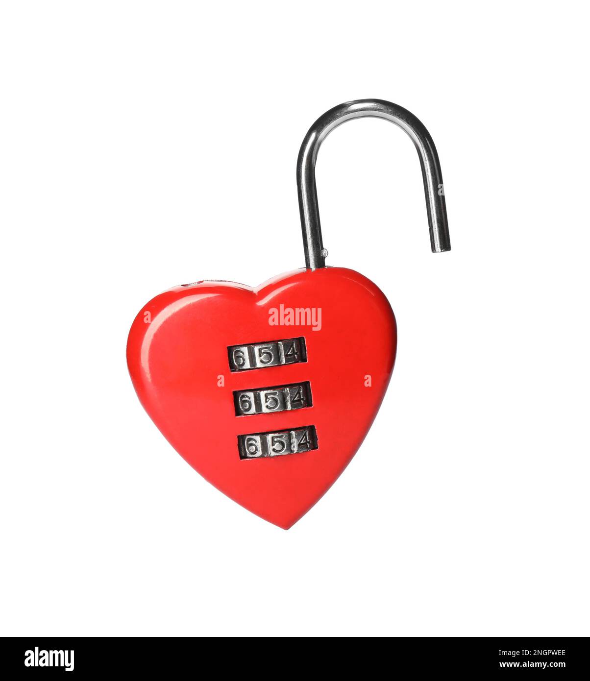 Cadenas en forme de coeur rouge isolated on white Banque D'Images