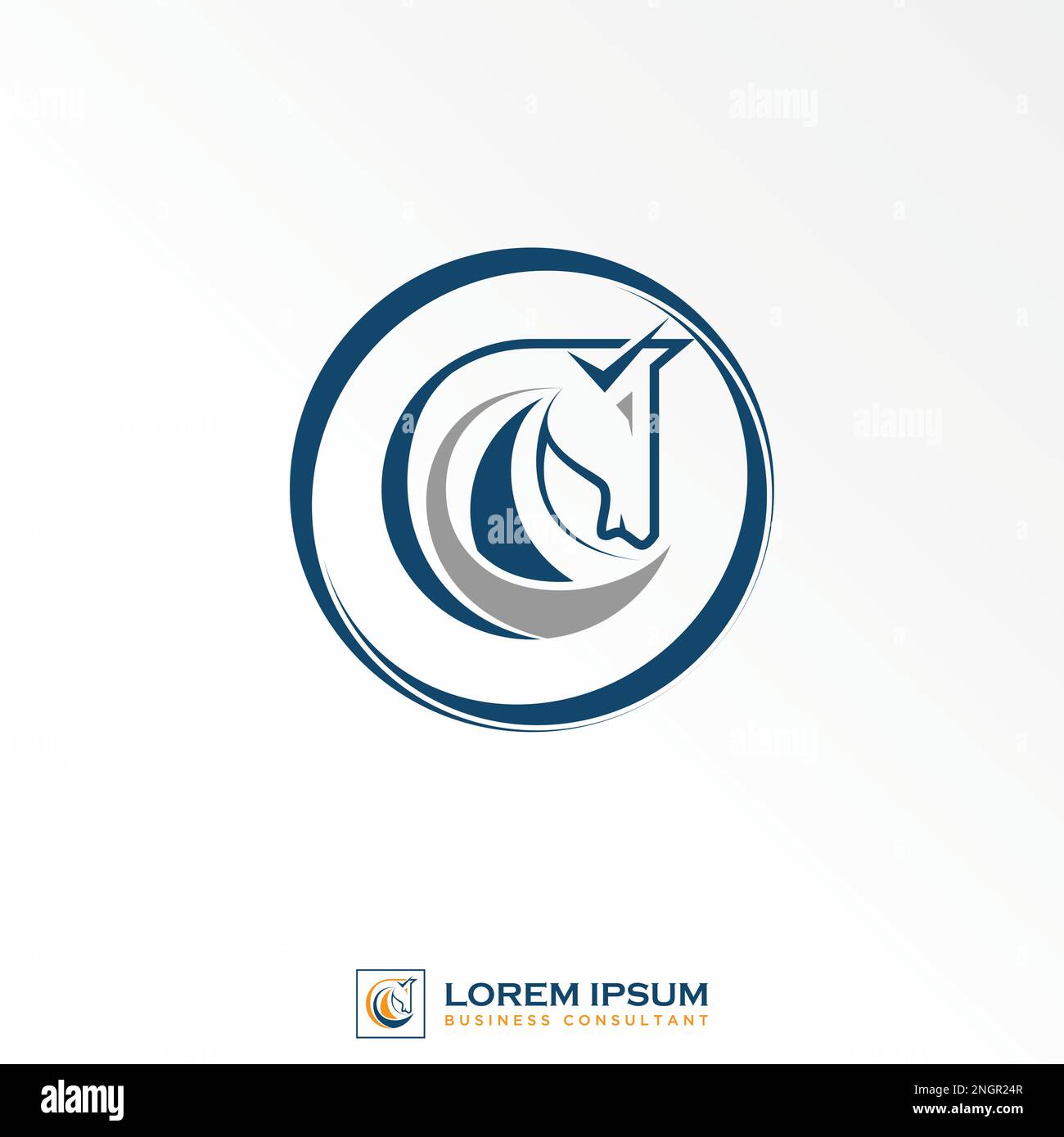 Unique et simple tête de cheval dans le cercle de coupe image graphique icône logo design abstrait concept vecteur stock animal ou ferme Illustration de Vecteur