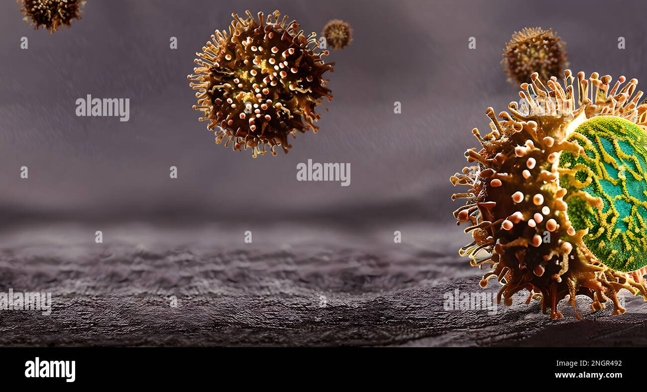 virus - coupe transversale d'un virus pathogène Banque D'Images
