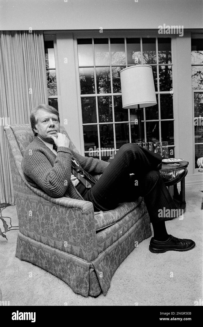 Le président Jimmy carter dans sa maison de Plains, en Géorgie. 1977. Banque D'Images Le président Jimmy carter dans sa maison de Plains, en Géorgie. 1977. Banque D'Images