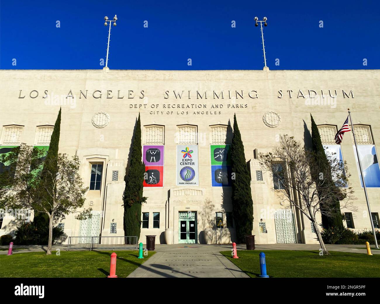 Le stade de natation de Los Angeles, LA84 Foundation/John C. Argue Swim Stadium Banque D'Images