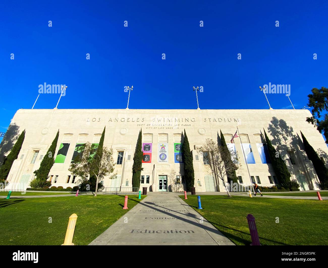 Le stade de natation de Los Angeles, LA84 Foundation/John C. Argue Swim Stadium Banque D'Images