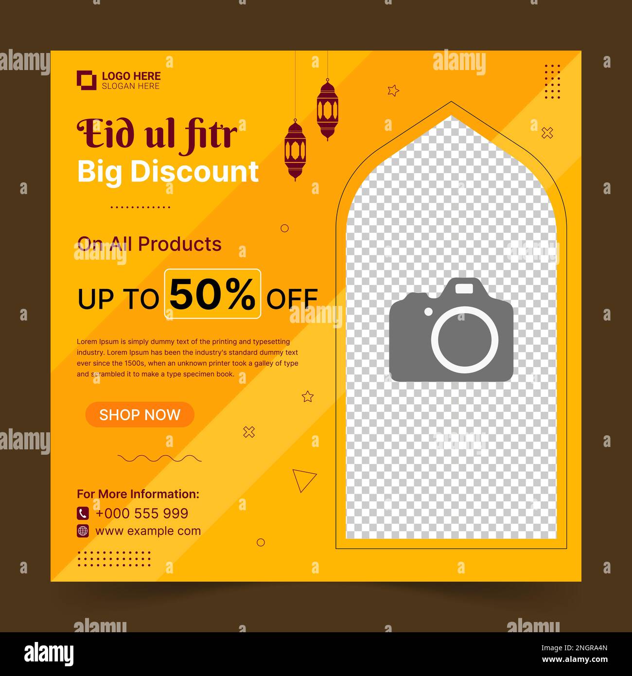 Modèle de publication de la bannière de vente du ramadan modifiable sur les réseaux sociaux avec arrière-plan Illustration de Vecteur