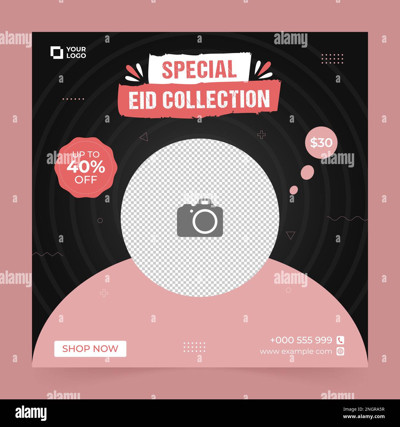Modèle de bannière carrée de promotion EID avec collage de photos. Adapté à la promotion Web et à la publication de modèle de médias sociaux pour la publicité, l'événement Illustration de Vecteur