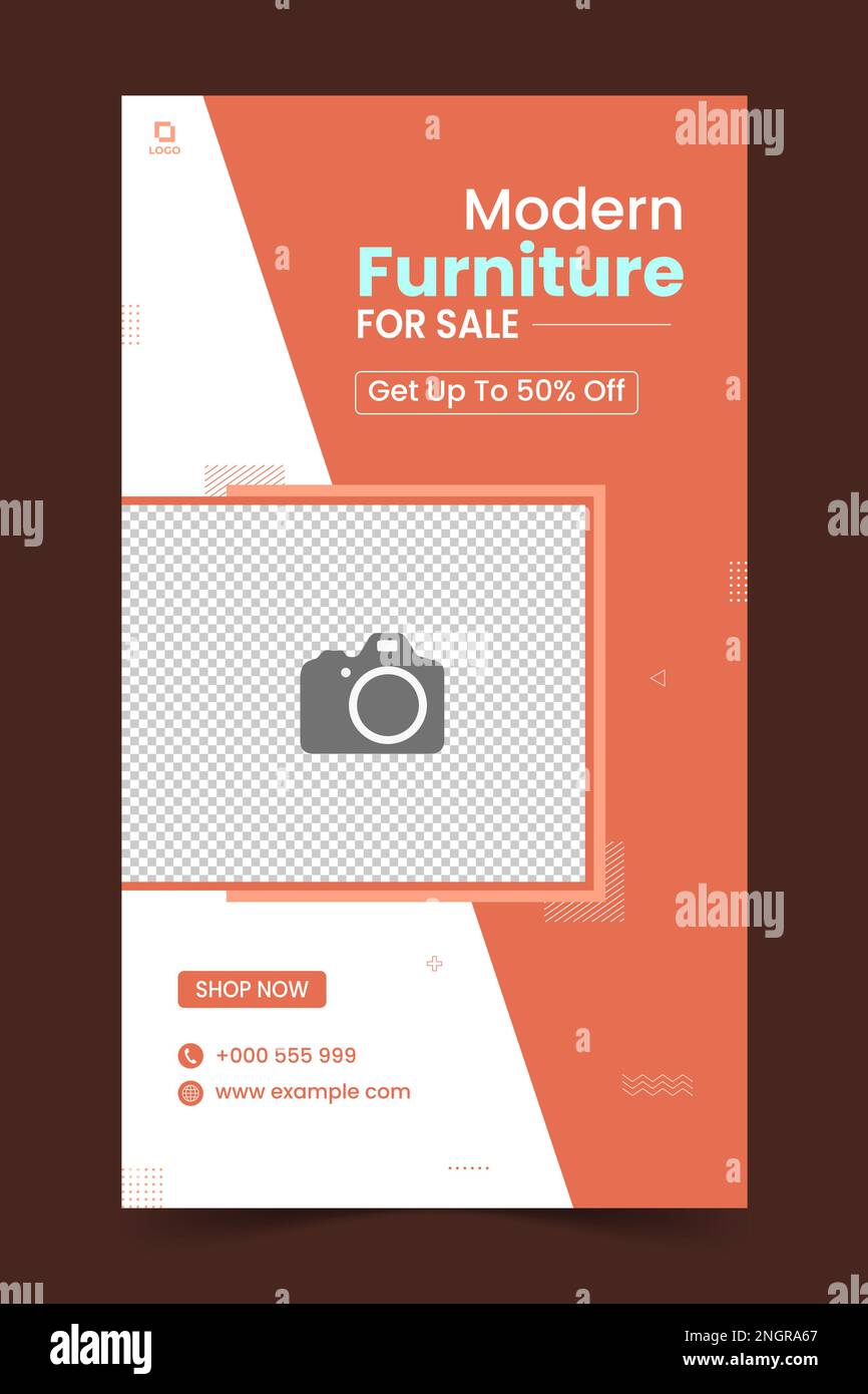 Modèle d'histoire de médias sociaux de bannière modifiable. Modèle d'article de vente de meubles. Conception de modèle modifiable Illustration de Vecteur