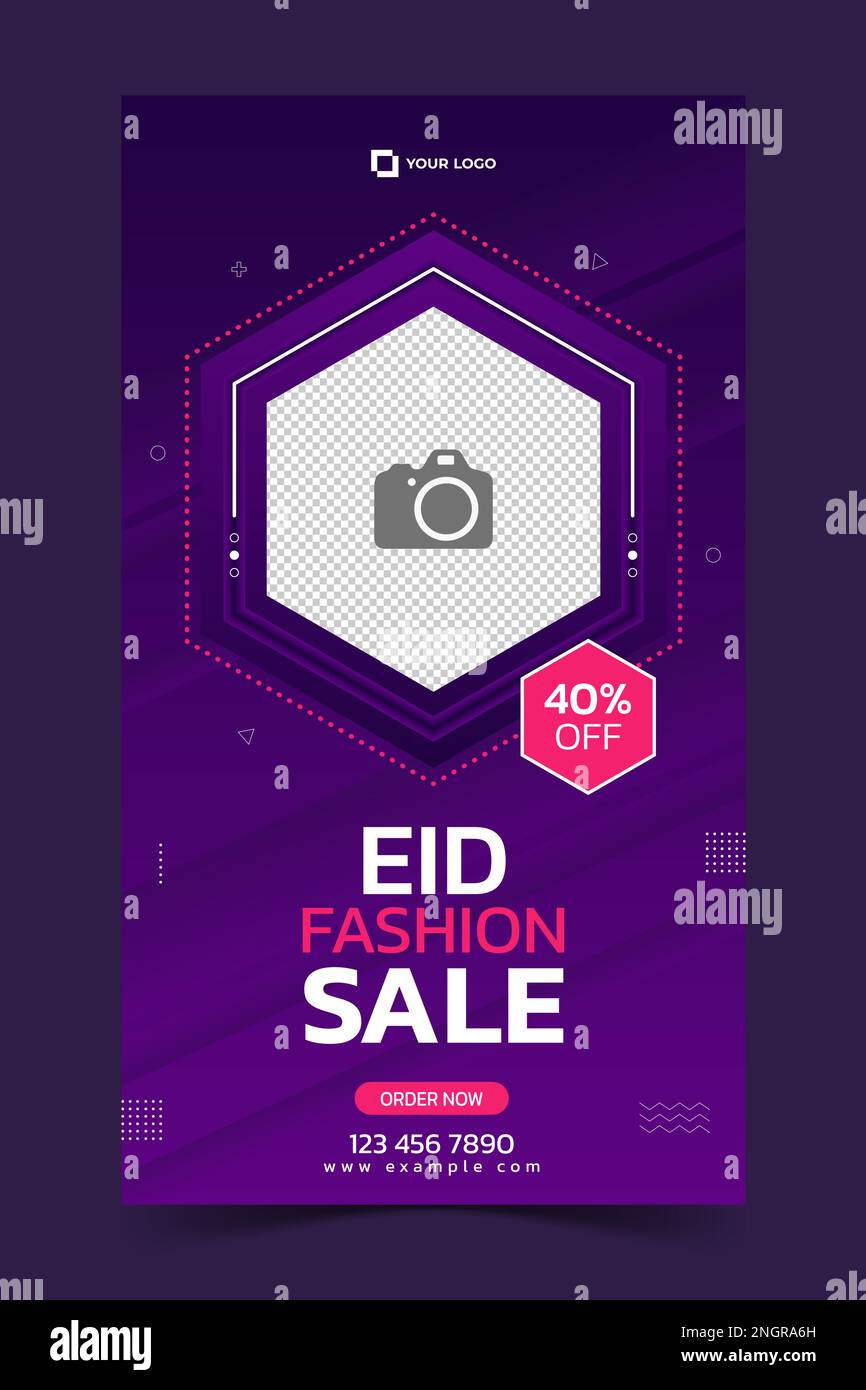 Modèle de publication sur les réseaux sociaux vente d'articles de mode eid. conception d'arrière-plan portrait. modèle d'article sur les médias sociaux pour la publicité promotionnelle Illustration de Vecteur