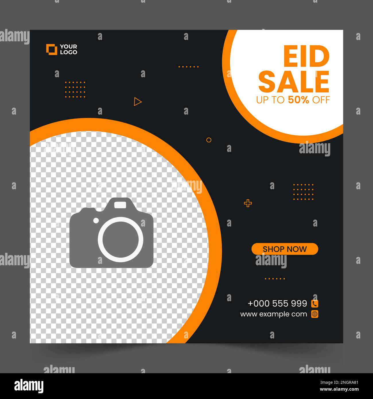 Modèle de bannière carrée de promotion de vente EID. Adapté à la promotion Web et à la publication de modèle de médias sociaux pour la publicité, l'événement. Illustration vectorielle. Illustration de Vecteur