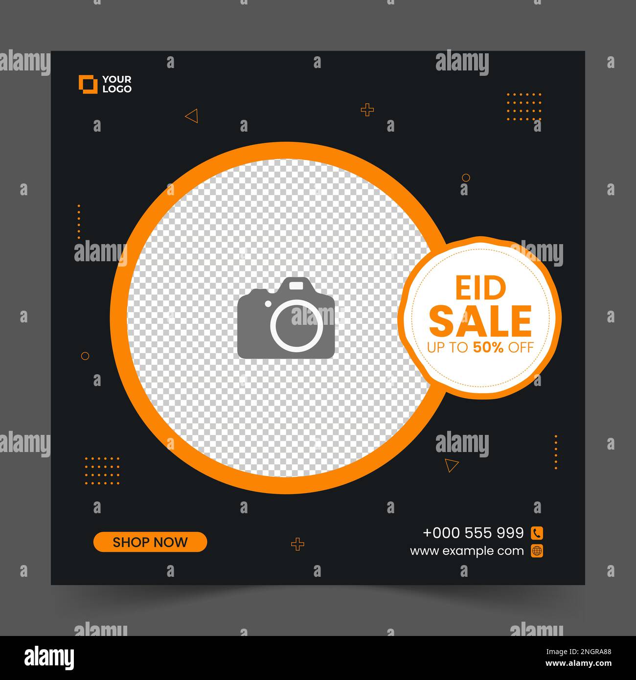 Modèle de bannière carrée de promotion de vente EID. Adapté à la promotion Web et à la publication de modèle de médias sociaux pour la publicité, l'événement. Illustration vectorielle. Illustration de Vecteur