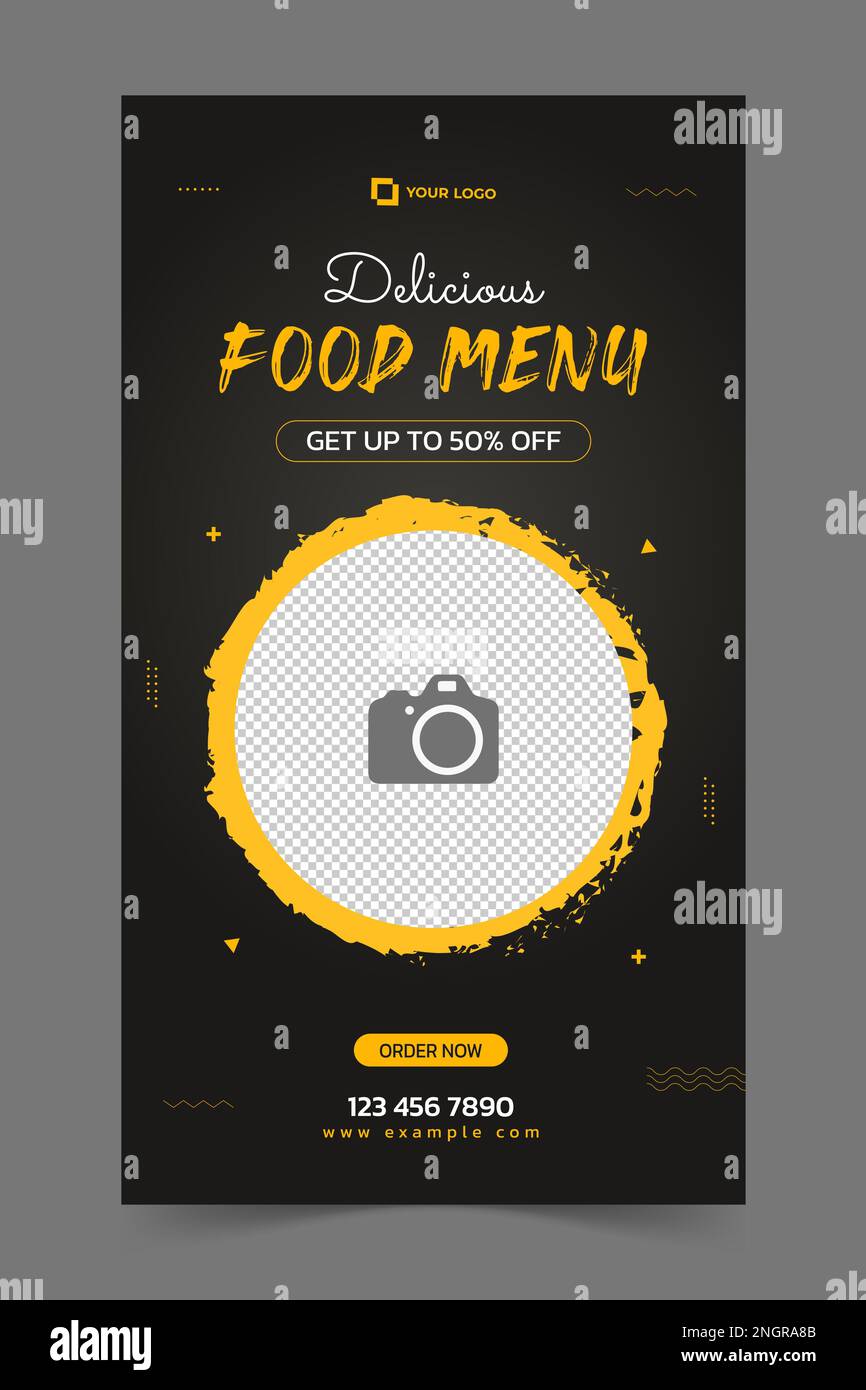 Menu spécial du Ramadan modèle d'histoire Instagram, histoire de Ramadan Instagram, bannière pour la promotion des produits alimentaires Illustration de Vecteur