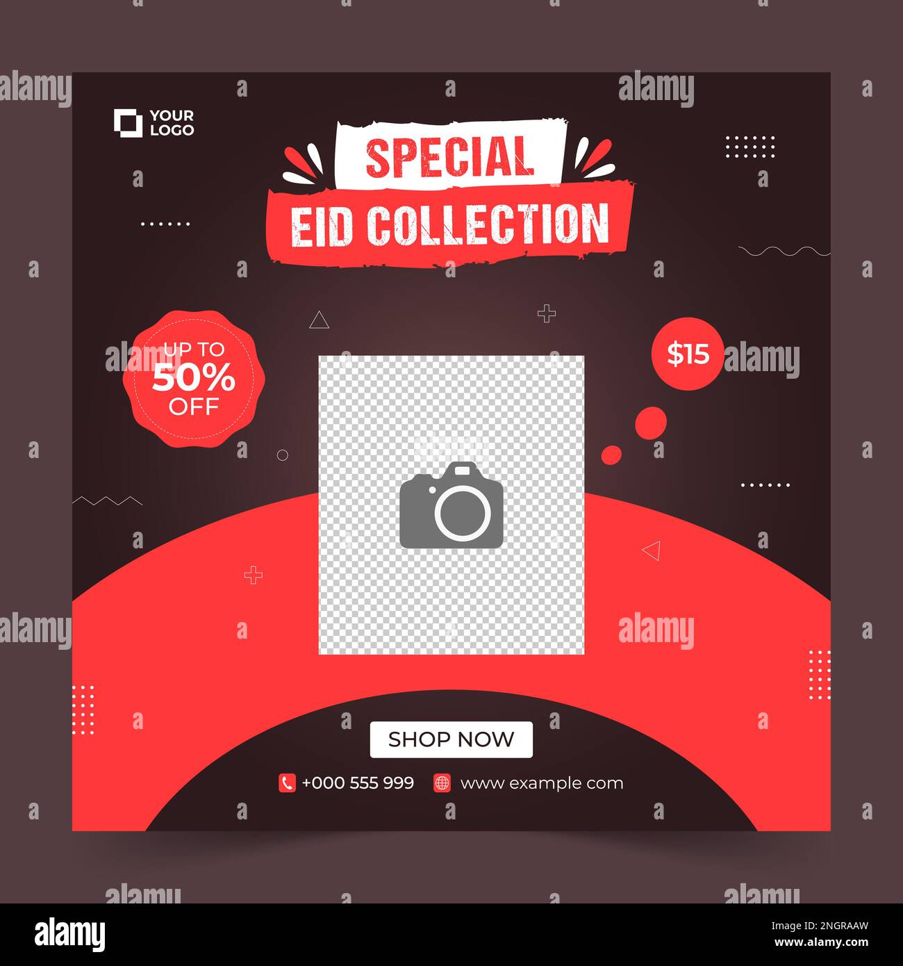 Modèle de bannière carrée de promotion EID avec collage de photos. Adapté à la promotion Web et à la publication de modèle de médias sociaux pour la publicité, l'événement Illustration de Vecteur