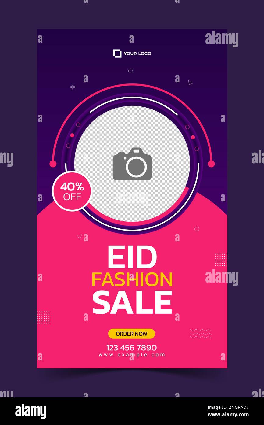 Modèle de publication sur les réseaux sociaux vente d'articles de mode eid. conception d'arrière-plan portrait. modèle d'article sur les médias sociaux pour la publicité promotionnelle Illustration de Vecteur