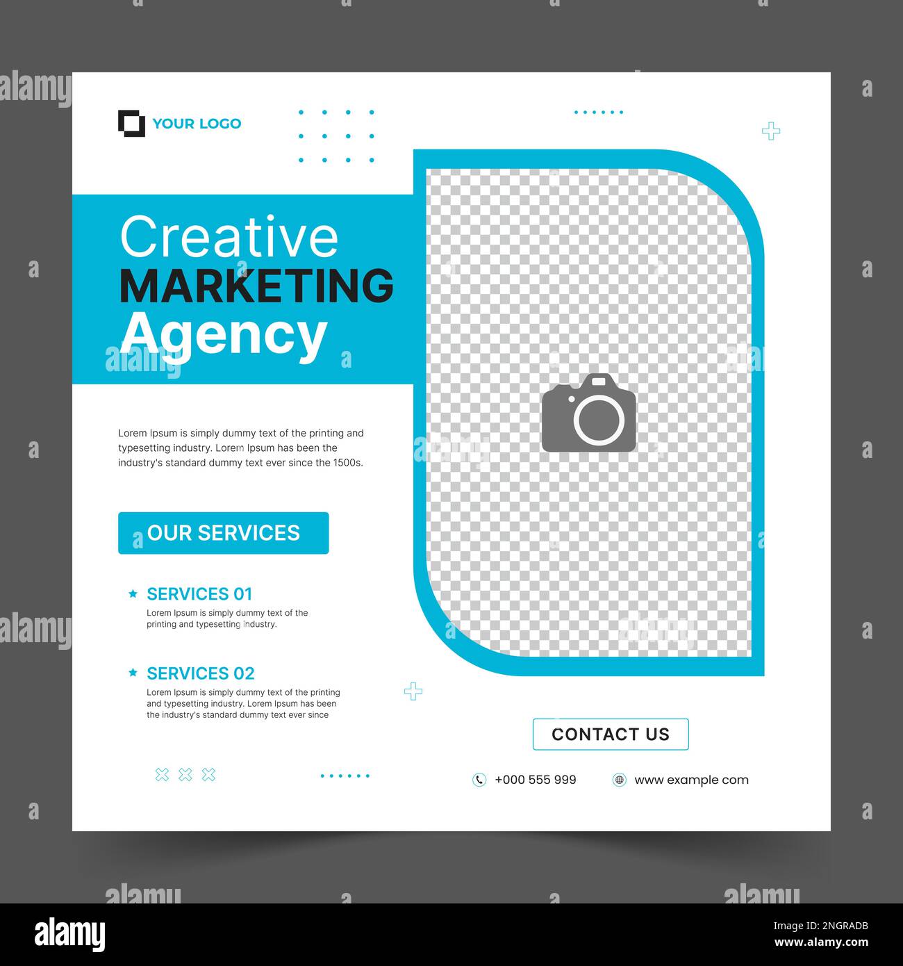 Bannière publicitaire de l'agence de marketing numérique créative, bannière publicitaire des médias sociaux marketing. bannière de publication de marketing d'entreprise. bannière marketing numérique. Illustration de Vecteur